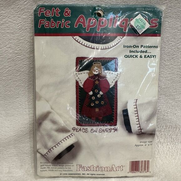 Vintage Christmas Felt Fabric Appliques Kit Gingerbread &Angel New Old Stock 95’ - Picture 4 of 6